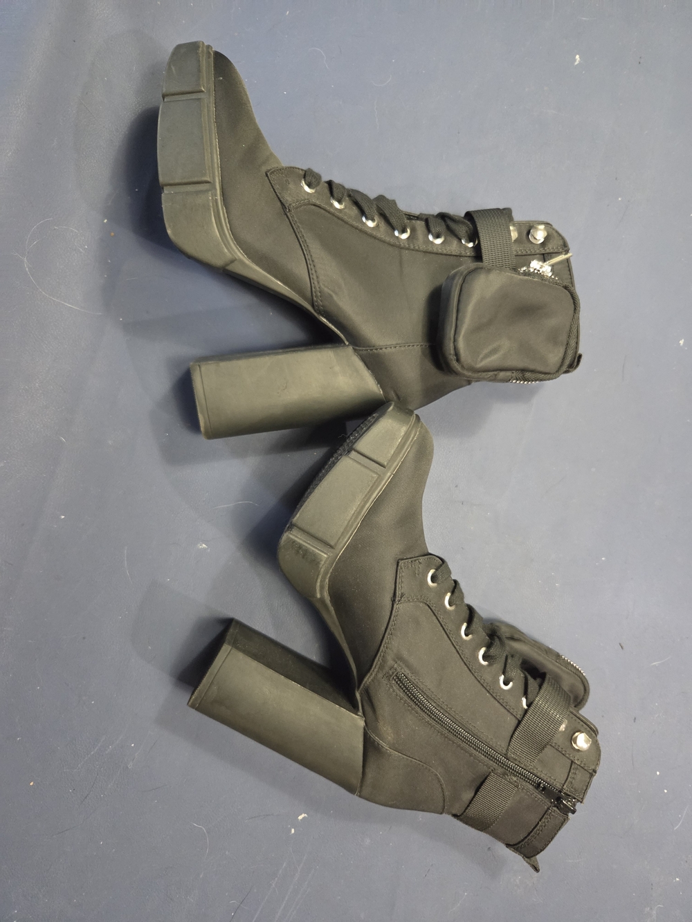 Steve Madden Black Lace-Up Platform Ankle Boots